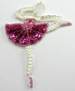 Ballerina Small Fuchsia Tutu 4" x 3" - Sequinappliques.com