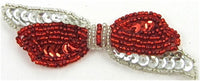 Bow Red Beads Silver Sequins 3.5