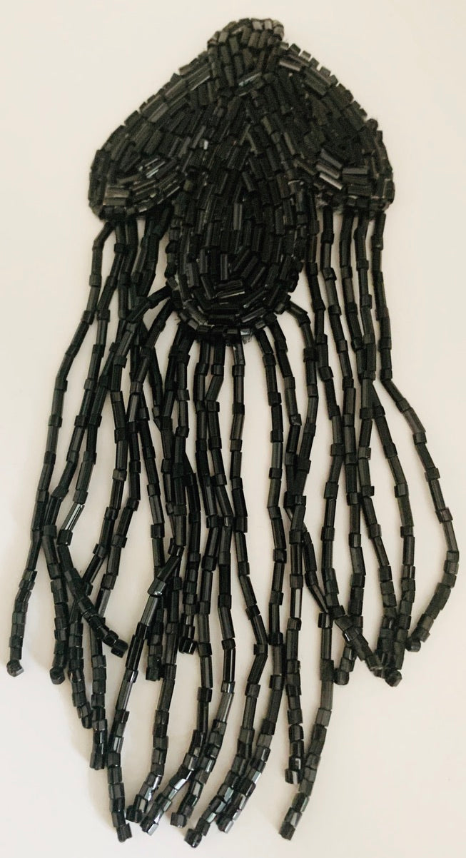 Epaulet Black Beads 5.5" x 2.25"