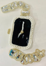 Load image into Gallery viewer, Wrist Watch Silver and Black and white beads  7.5&quot; x 5&quot;