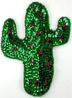 Cactus Green Red Beads and Sequins 5.5