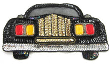 Load image into Gallery viewer, Car with Black Sequins, Red and Gold Stone Headlights, Pre-Glued 9&quot; x 5.5&quot;