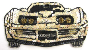 Corvette 1970's Era with China White Sequins Black Beads 5" x 9"