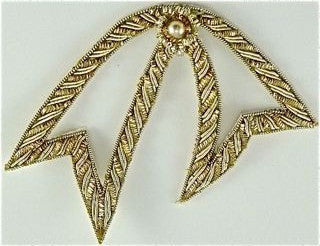 Bullion Bow Gold with White Pearl 4" x 3.25"