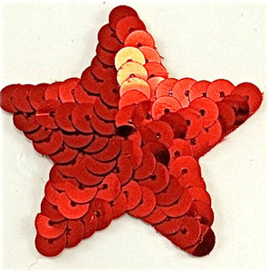 Star Red Sequins with No Beaded Trim 1"