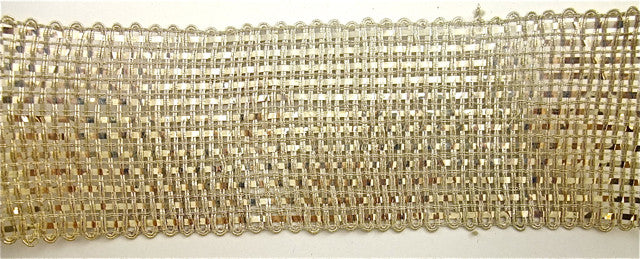Trim with Silver Mesh Bullion Thread 2.5" Wide - Sold by the Yard