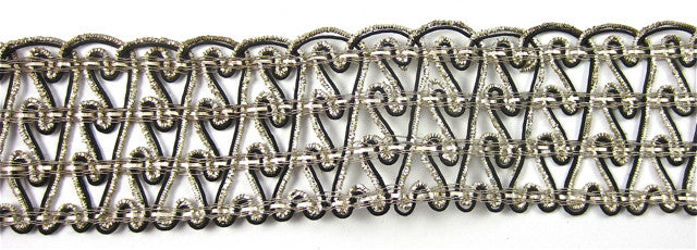 Trim with Silver and Black Bullion Thread 3" Wide