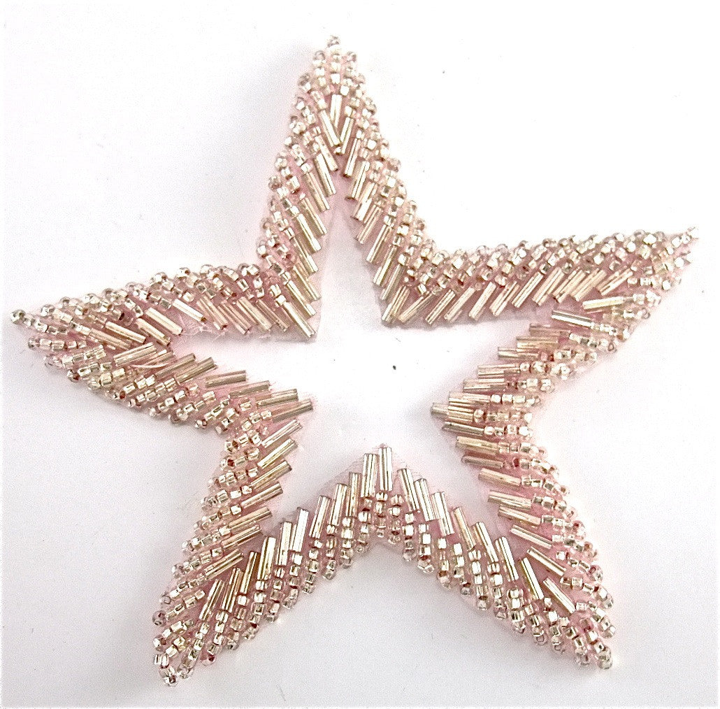 Star with Pink Beads with Cut Out Center 4" x 4"