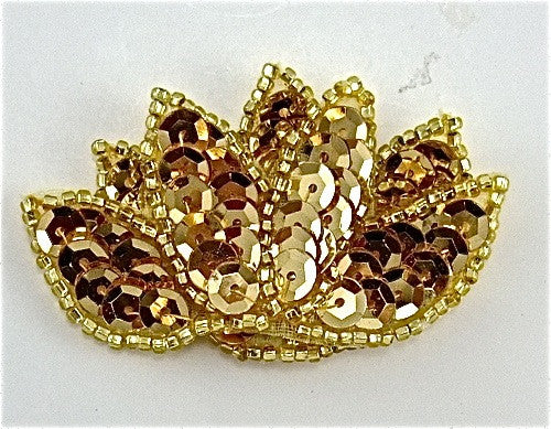 Leaf with Gold Sequins and Beads 2.5" x 1.5"