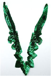 Aplicación de motivo de diseño para collar con lentejuelas verdes de 8" x 5"