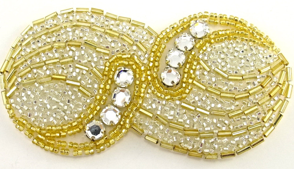 Abalorios de diseño con motivo plateado/dorado - Diamantes de imitación 4"x 2"