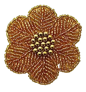 Flor de oro con cuentas de 2.5 x 2.5 pulgadas