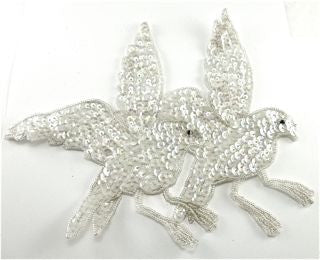 Birds in Flight with Iridescent Sequins and Beads 8.5" X 7"