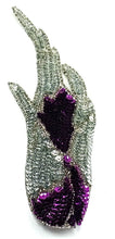 Load image into Gallery viewer, Design Motif Flame with Purple and Silver Sequins 8&quot; x 2.5&quot;