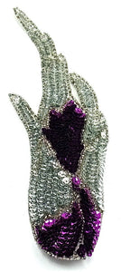 Design Motif Flame with Purple and Silver Sequins 8" x 2.5"