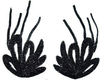 Designer Motif Pair with Black Beads 8" x 3.5"