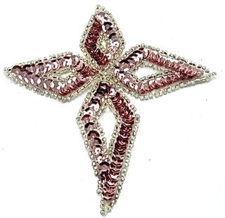 Designer Motif with Pink Sequins and Silver Beads 4.5" x 4.25"
