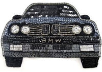 Auto patch with Black, Charcoal and Silver Sequins and Beads 6
