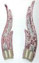 Load image into Gallery viewer, Flame Pair with Pink and Silver Sequins with Silver and Pearl Beads 12&quot; x 3&quot;