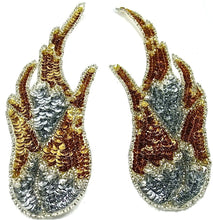 Load image into Gallery viewer, Flame Pair with Gold and Silver Sequins 3&quot; x 8.5&quot;