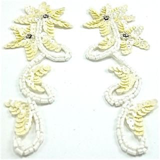 Flower Pair with Cream Colored Sequins 6" x 2"