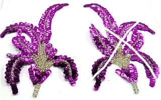 Leaf Bright Fuchsia Pair 6" x 3"