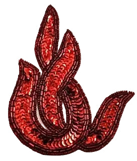 Diseño de motivo con lentejuelas rojas y abalorios 5.5” x 4.25”