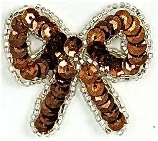 Bow with Bronze Sequin and Beads 2" x 2"