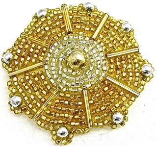 Design Motif Circle - Gold/Silver Beaded 2" x 2"