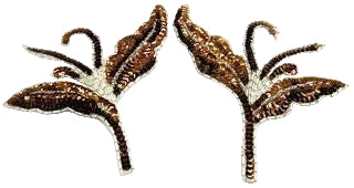 Flower Pair with Bronze Sequins and Silver Beads 7" x 6"
