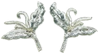 Elección de par de flores o individual con lentejuelas plateadas y cuentas de 7" x 6"