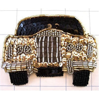 Car Rolls Royce Gold and Black Sequins and Beads 4