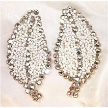 Load image into Gallery viewer, Leaf Pair with White Beads and High Quality Rhinestones 3.5&quot; X 1.5&quot; each leaf
