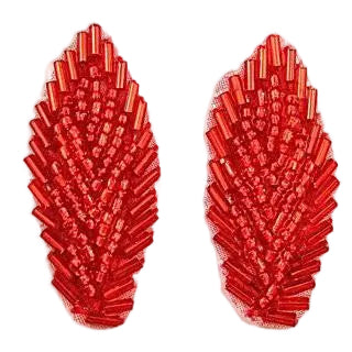 Par de hojas rojas con cuentas 5 cm x 1.9 cm