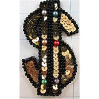 $ Sign, Gold w/ Black Beads, 3.5