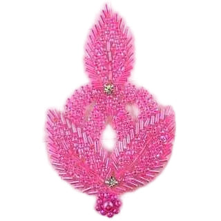 Motivo de hoja de diseño con cuentas rosas y diamantes de imitación de 10,16 cm