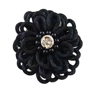Lazo de satén con borde floral y diamantes de imitación 5 cm