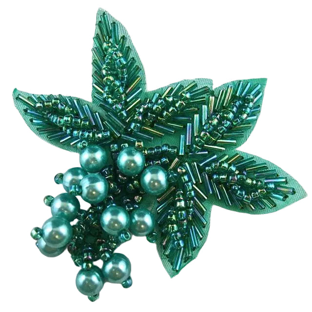 Flower - Light Turquoise Green Beads 3.5"