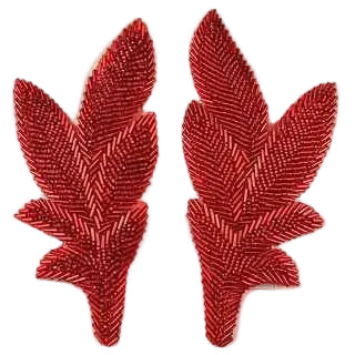 Par de hojas - Cuentas rojas 15,24 cm x 6,99 cm