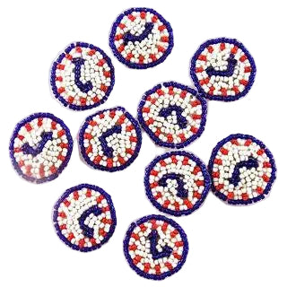 Juego de reloj de 10 cuentas rojas, blancas y azules de 2.54 x 2.54 cm