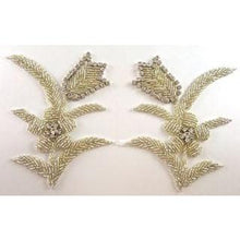 Load image into Gallery viewer, Flower Pair Silver Beads and High Quality Rhinestones 5.25&quot; x 4.5&quot;