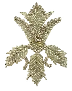 Vintage Flower in Tulip Shape with High Quality Rhinestones - Silver Glass Beads 4.5" x 3"