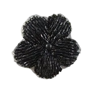 Flor con cuentas negras 2"x 2"