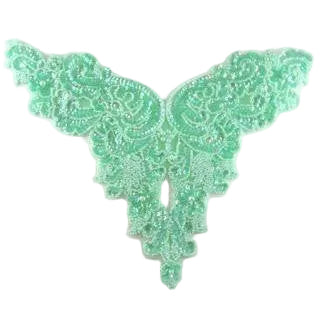 Corpiño de diseño con motivo - Lentejuelas verde menta oscuro/verde menta claro - Cuentas 30 cm x 23 cm