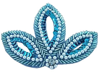 Hoja con cuentas turquesas, perlas y diamantes de imitación 4.5 X 3"