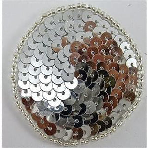 Circles and Dots with Silver Sequins and Beads 1.5"