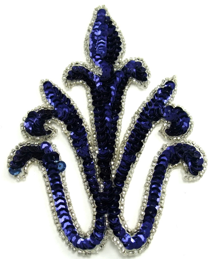 Designer Motif with Dark Navy Sequins Silver Beads 4