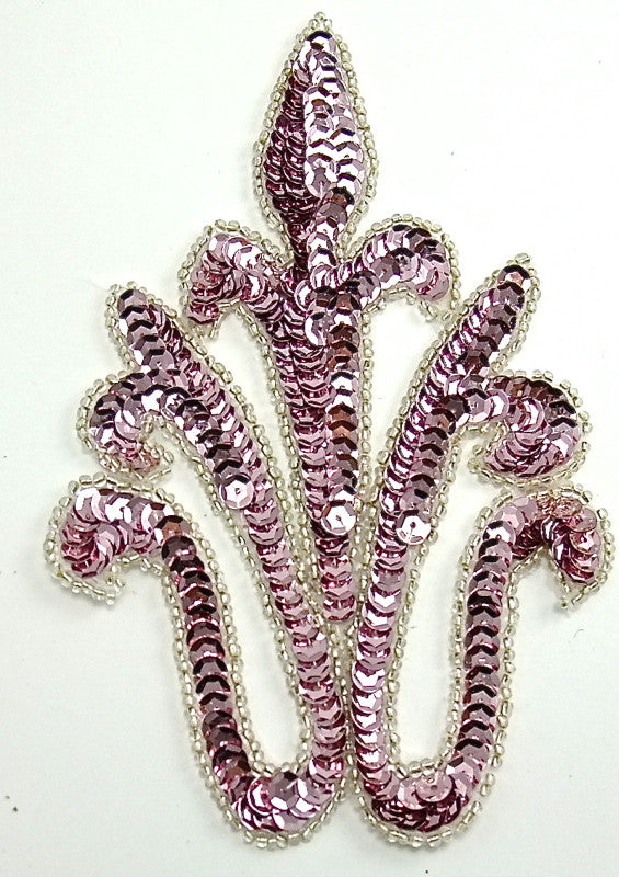 Designer Motif with Pink Sequins and Silver Beads 6" x 4"