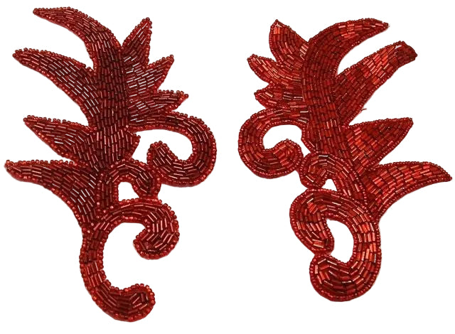 Par de Hojas con Cuentas Rojas 7" x 4.5"