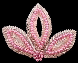 Hoja con lentejuelas y cuentas rosas con diamantes de imitación de 4.5" x 3"